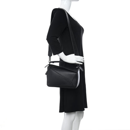 Loewe Satin Calfskin Small Puzzle Bag Black 2 of 8