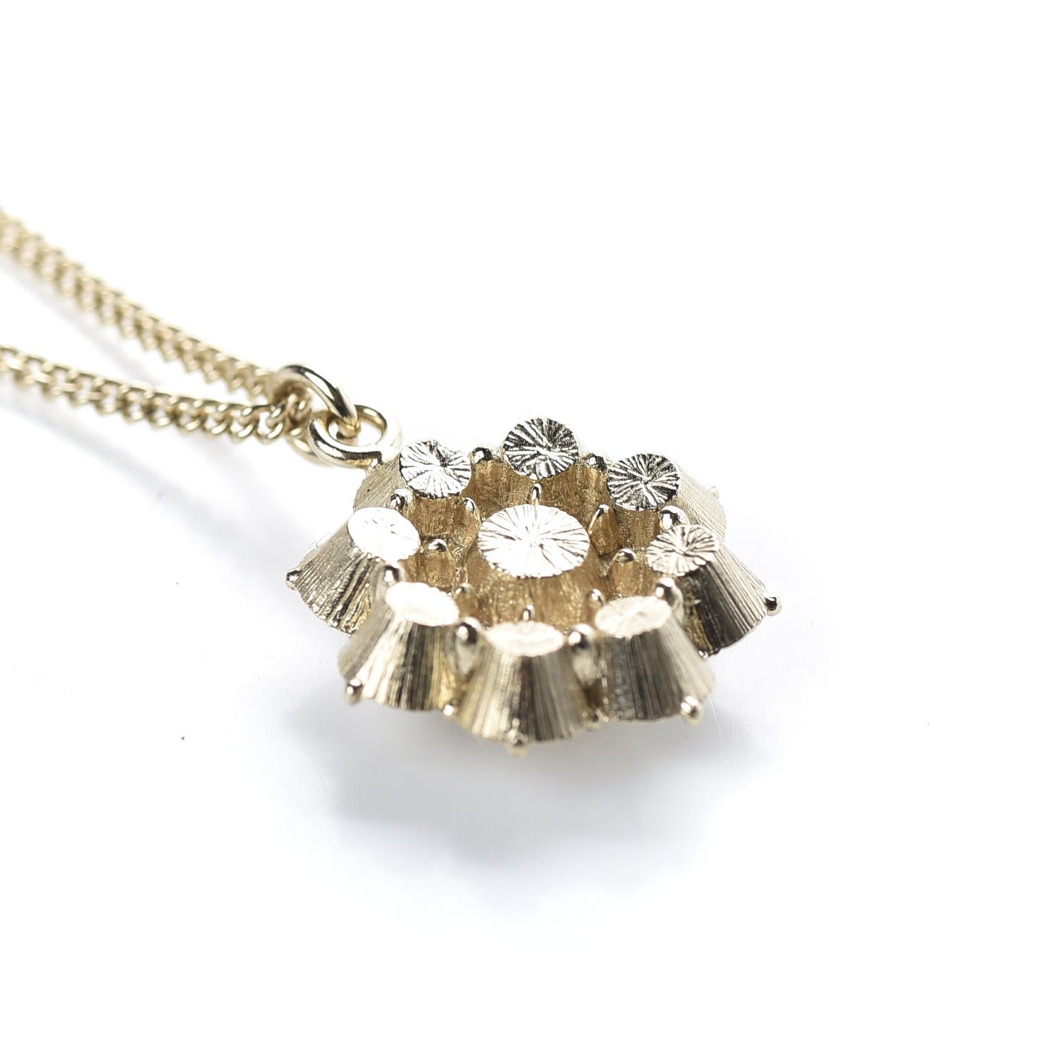 Chanel Crystal CC Flower Pendant Necklace Gold 6 of 7