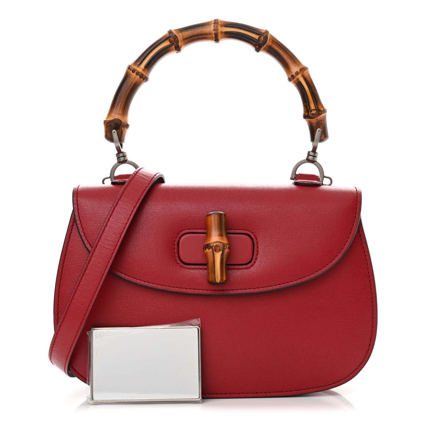 Gucci Shangai Calfskin Small Classic Bamboo Top Handle Bag Romantic Cerise 3 of 12