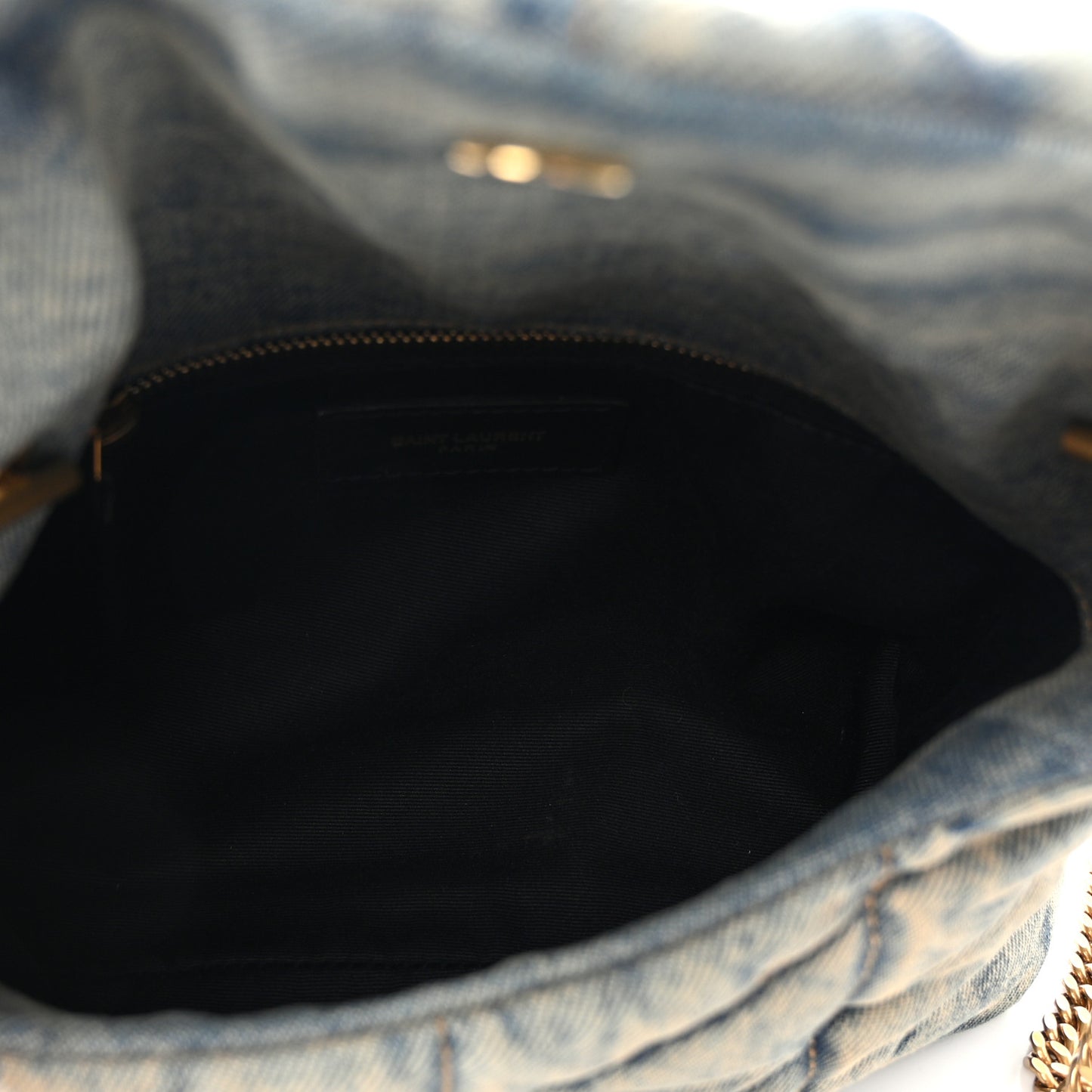 Denim Quilted Toy Loulou Puffer Monogram Chain Satchel Blue Black