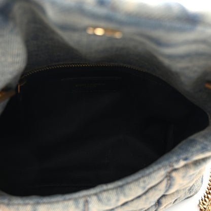 Saint Laurent Denim Quilted Toy Loulou Puffer Monogram Chain Satchel Blue Black 5 of 10