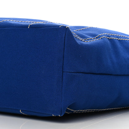 Prada Canvas Wood Logo Tote Blue 7 of 7