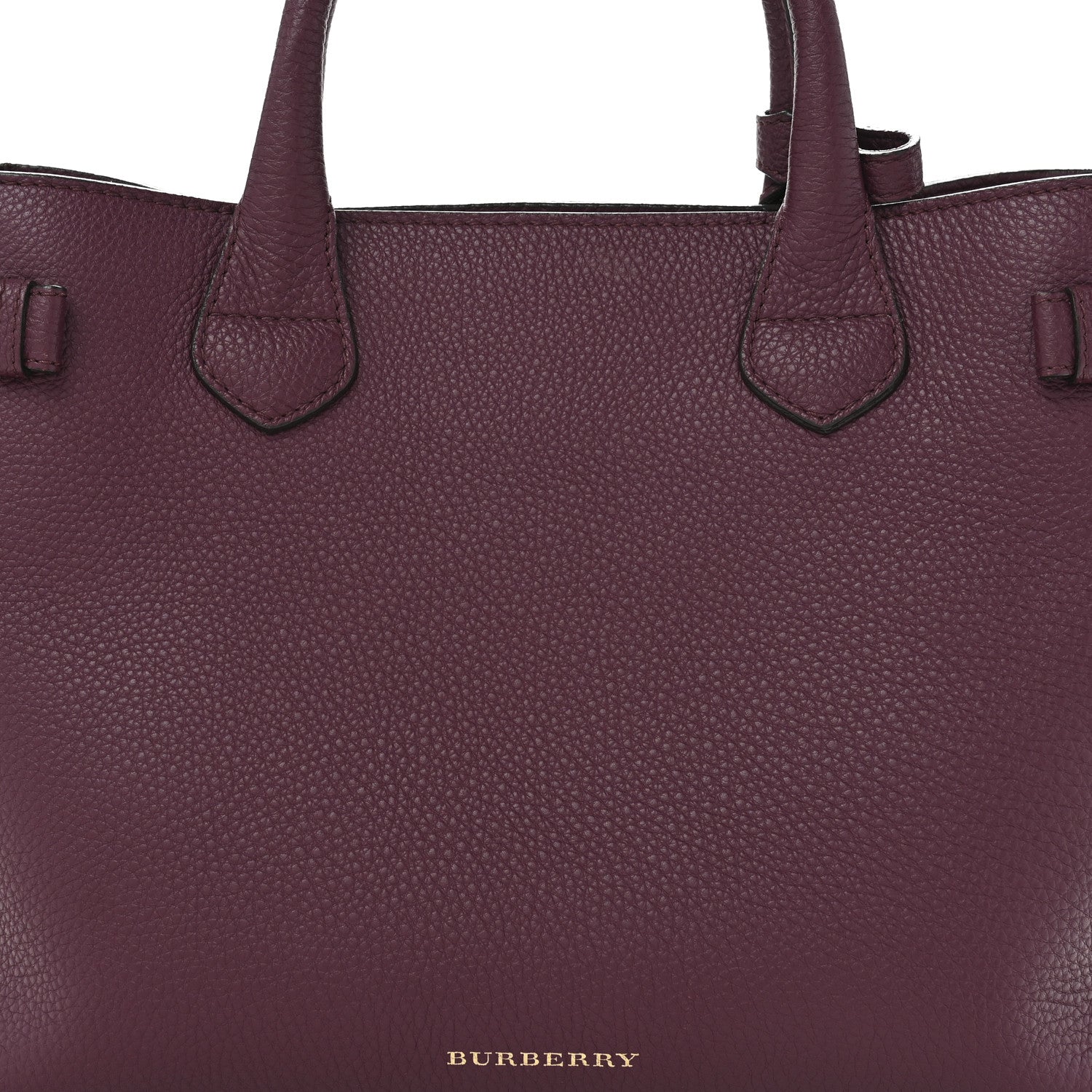 Burberry Grainy Calfskin House Check Medium Banner Tote Elderberry 8 of 13