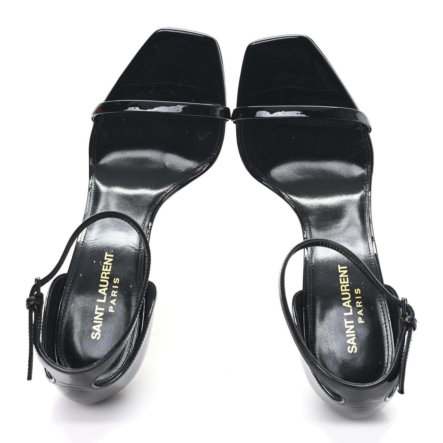 Patent Calfskin Opyum 110 Sandals 39.5 Black Gold
