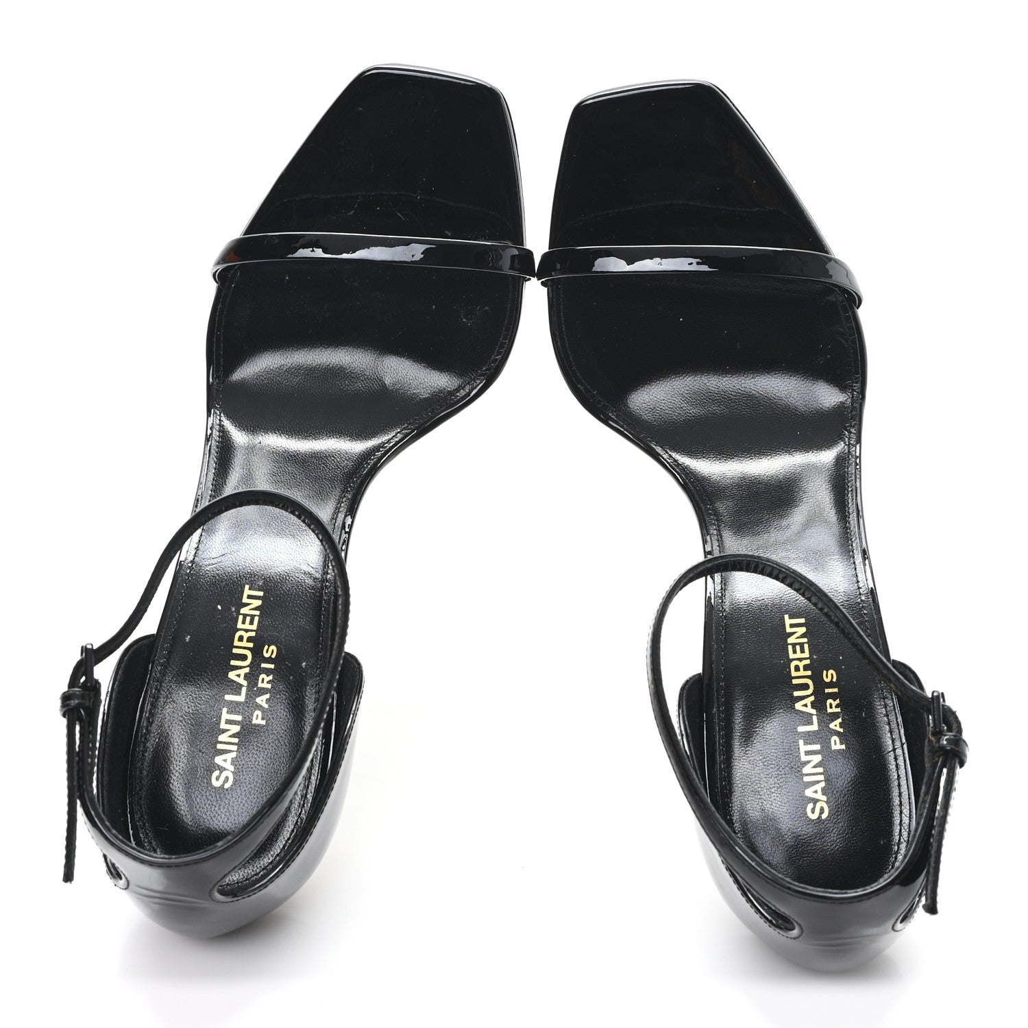 Saint Laurent Patent Calfskin Opyum 110 Sandals 39.5 Black Gold 3 of 9