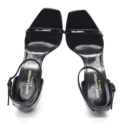Saint Laurent Patent Calfskin Opyum 110 Sandals 39.5 Black Gold 3 of 9