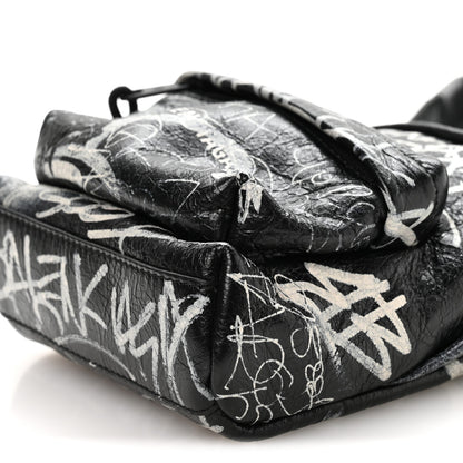 Balenciaga Agneau Arena Graffiti All Over Mini Explorer Crossbody Backpack  Black White 9 of 9