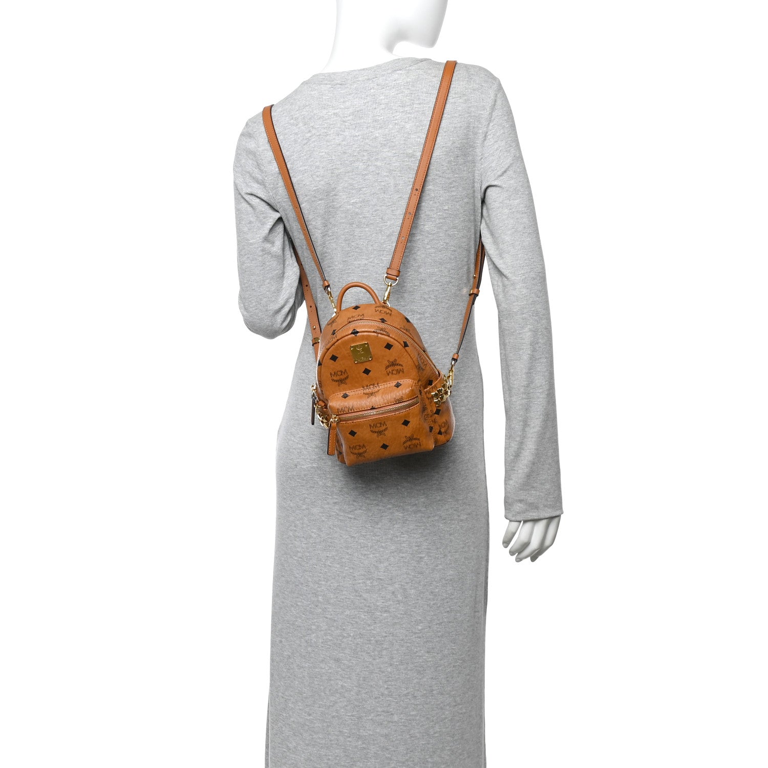 MCM Visetos Side Stud X-Mini Stark Backpack Cognac 3 of 10