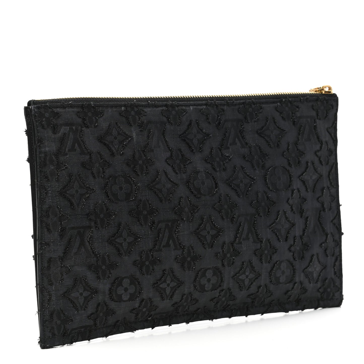 Monogram Lurex Flat Zip Pochette Noir