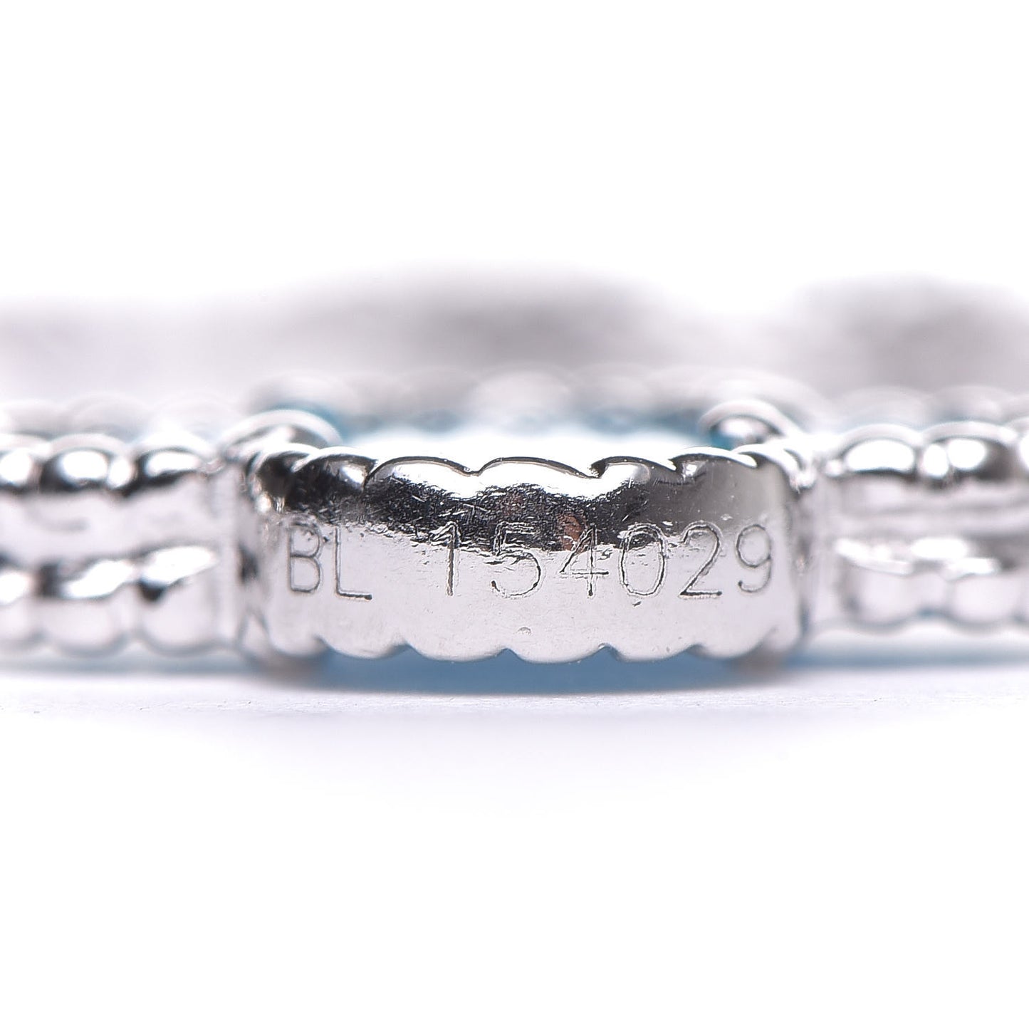 18K White Gold Turquoise 5 Motifs Vintage Alhambra Bracelet