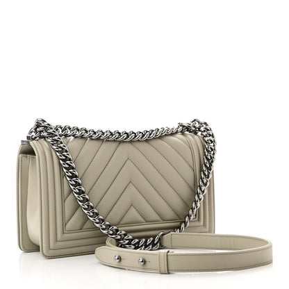 Chanel Calfskin Chevron Quilted Medium Boy Flap Grey 3 of 10