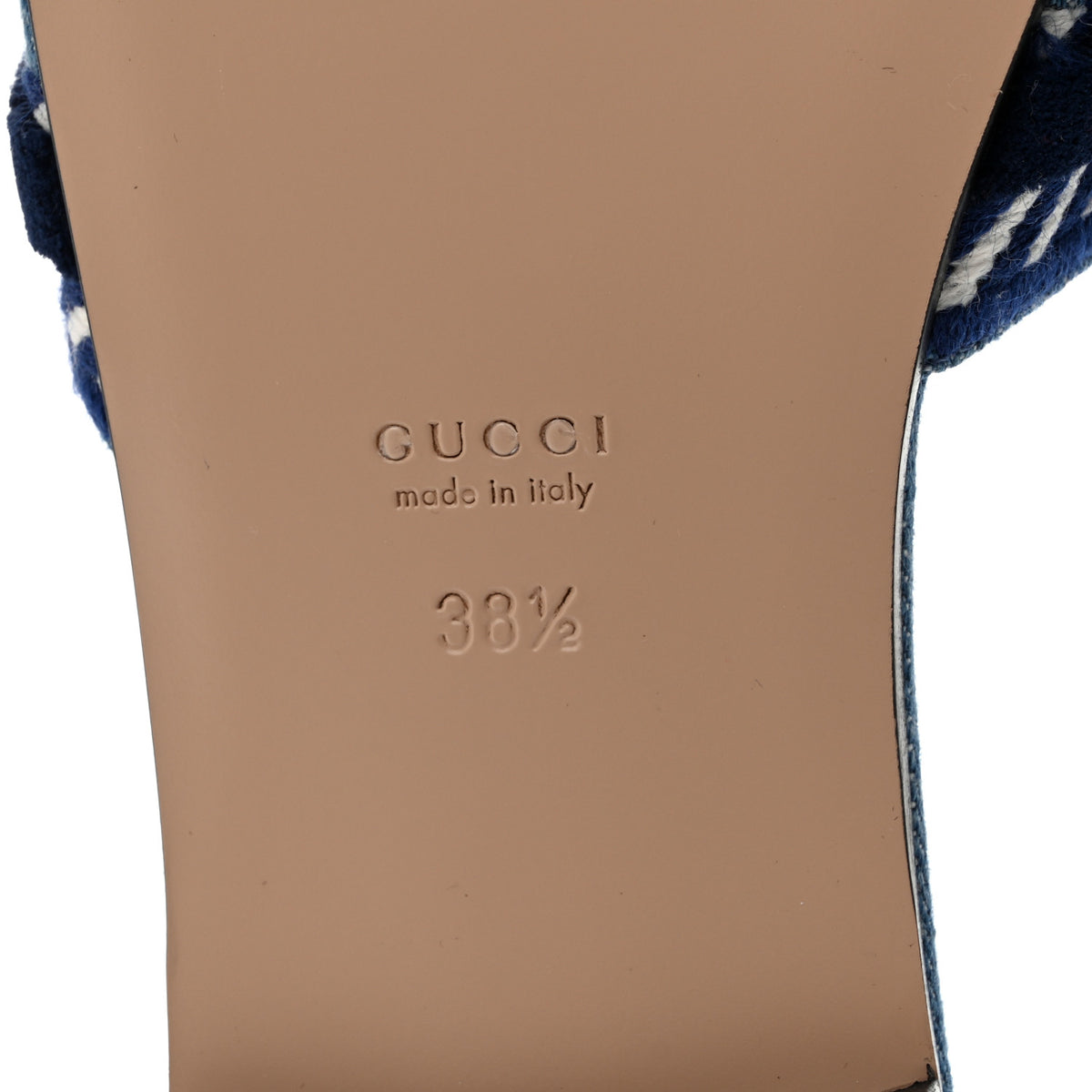 Gucci Plain Spain Denim Logo Slide Sandals 38.5 Light Blue 8 of 9