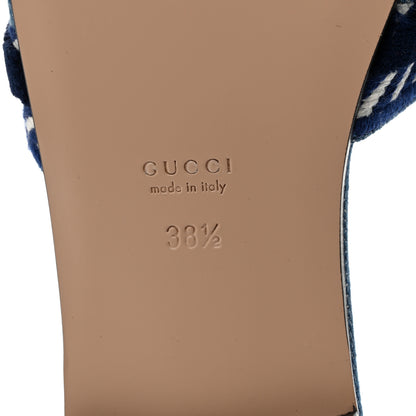 Gucci Plain Spain Denim Logo Slide Sandals 38.5 Light Blue 8 of 9