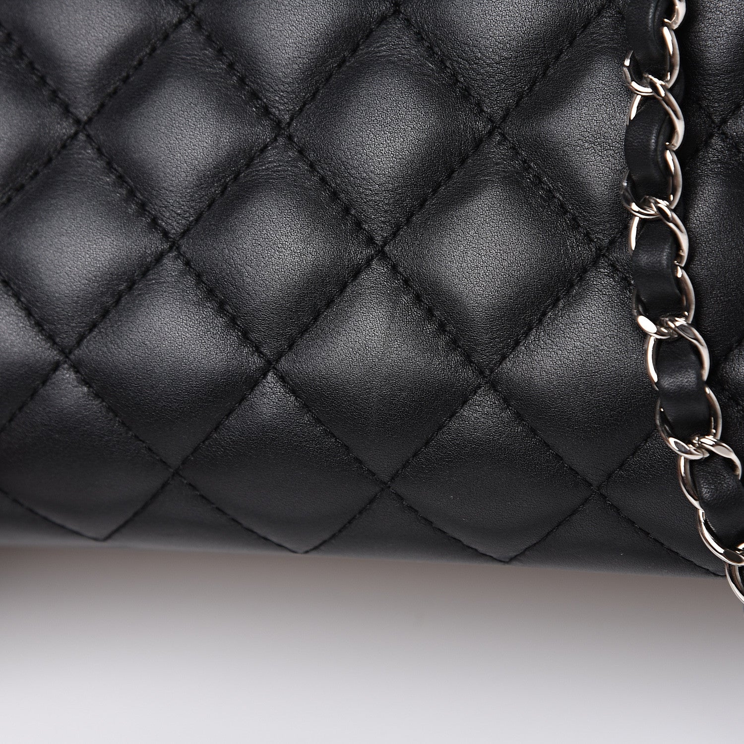 Chanel Calfskin Quilted Feather Weight Bowling Bag Black Beige 12 of 15