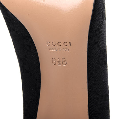 Gucci Fabric Monogram Mid-Heel Pumps 36.5 Black 6 of 12