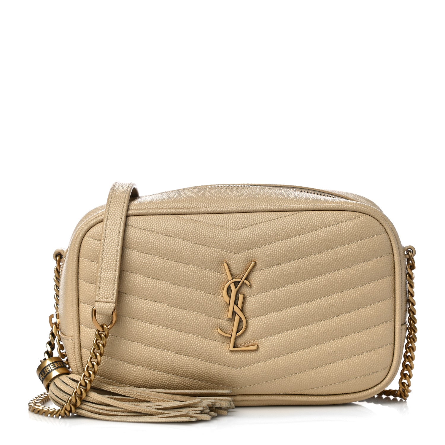 Saint Laurent Grain De Poudre Matelasse Monogram Mini Lou Camera Bag Dark Beige 1 of 11