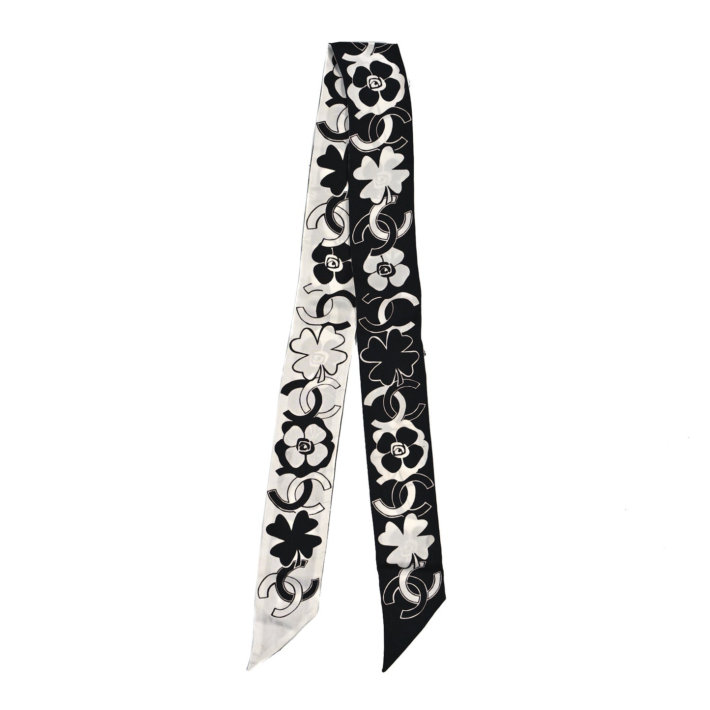 Silk Clover CC Slim Bandeau Scarf Black White