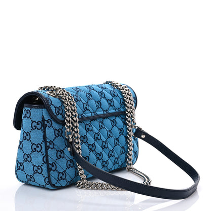 Gucci Monogram Multicolor Matelasse Diagonal Small GG Marmont Shoulder Bag Light Blue 3 of 7