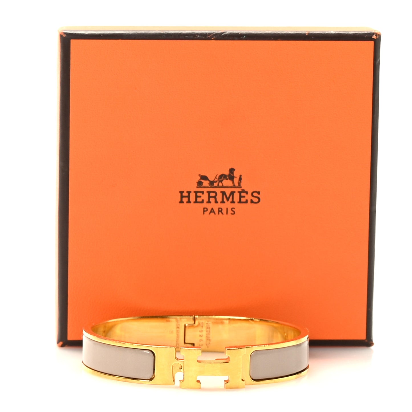 Enamel Narrow Clic Clac H Bracelet GM Marron Glace