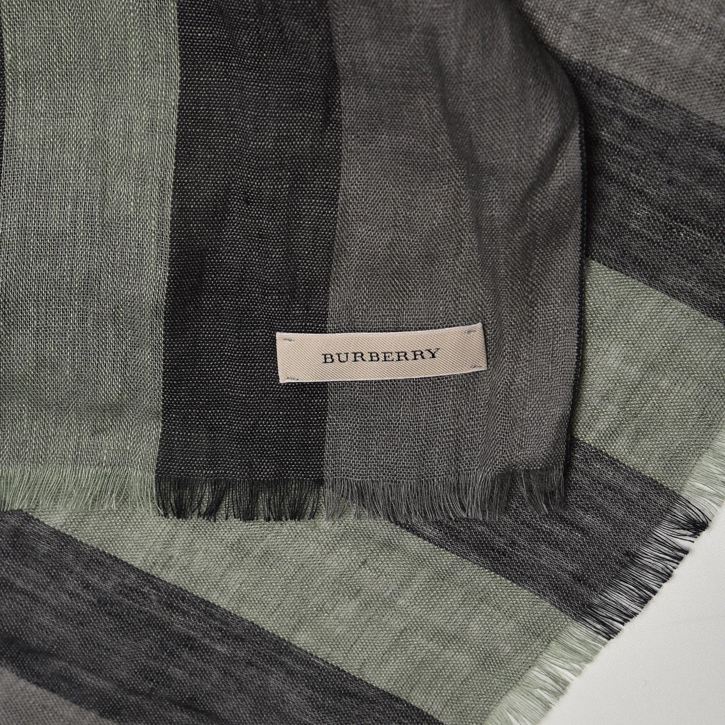 Linen Giant Exploded Check Lightweight Scarf Light Grey
