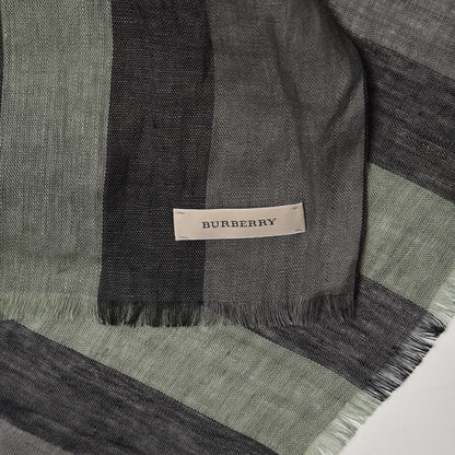 Burberry Linen Giant Exploded Check Lightweight Scarf Light Grey 5 of 5