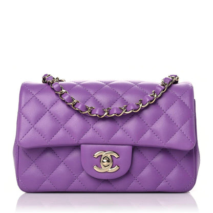 Chanel Lambskin Quilted Mini Rectangular Flap Purple 1 of 9