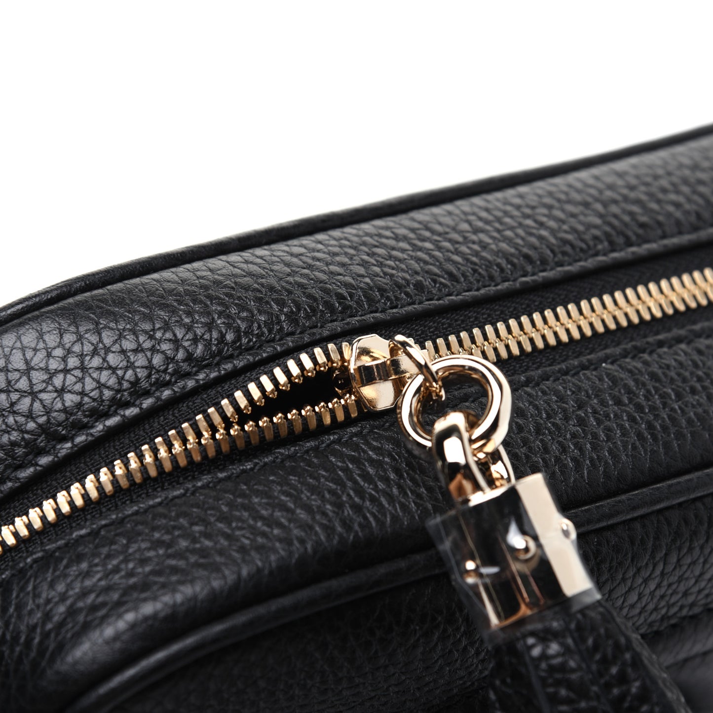 Pebbled Calfskin Small Soho Disco Bag Black