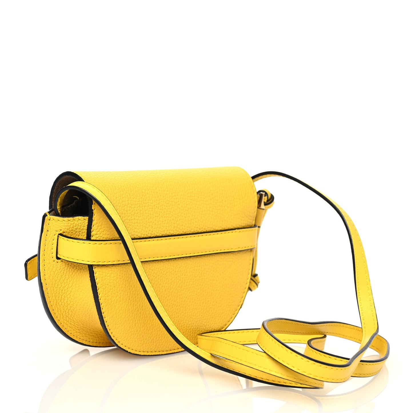 Grained Calfskin Mini Gate Crossbody Bag Yellow