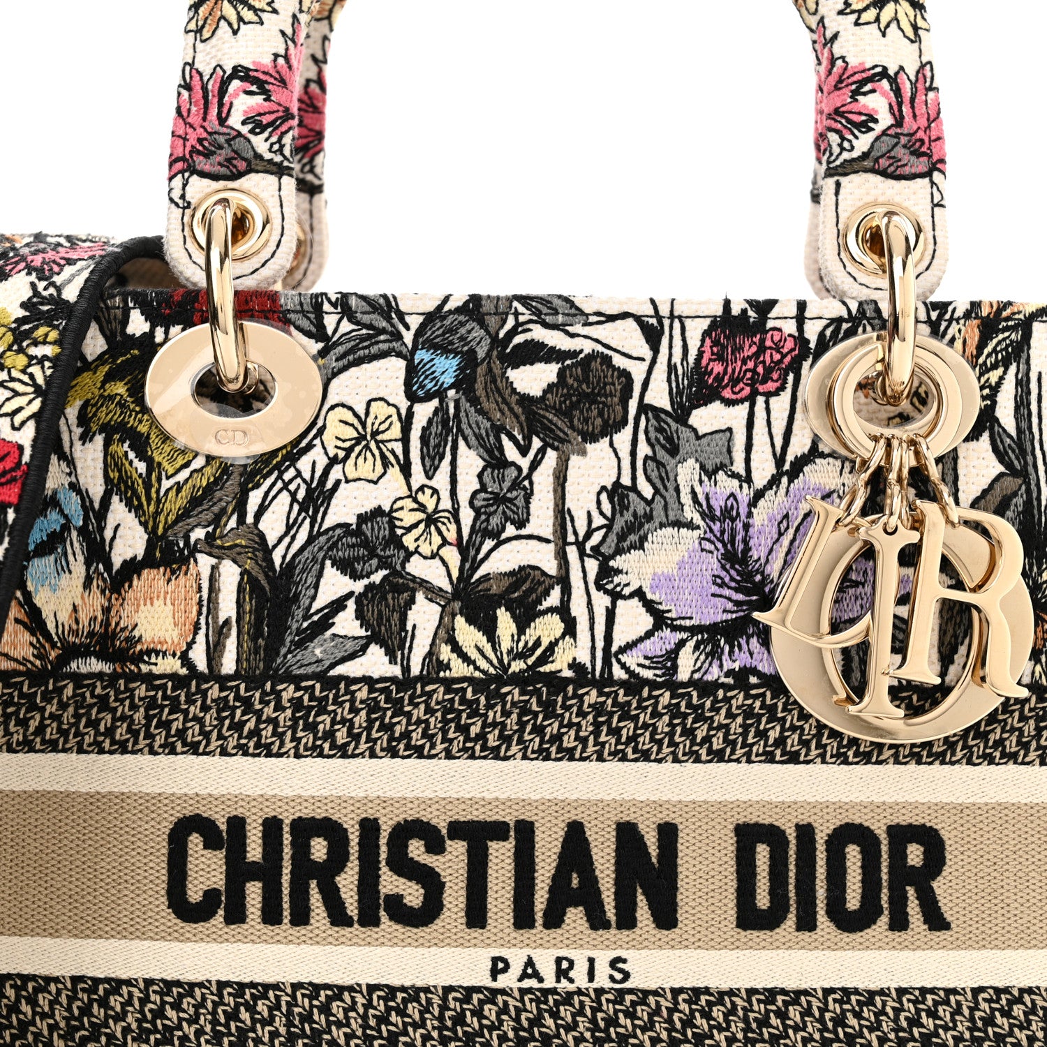 Christian Dior Canvas Embroidered Mille Fleurs Medium Lady D-Lite Multicolor 8 of 11