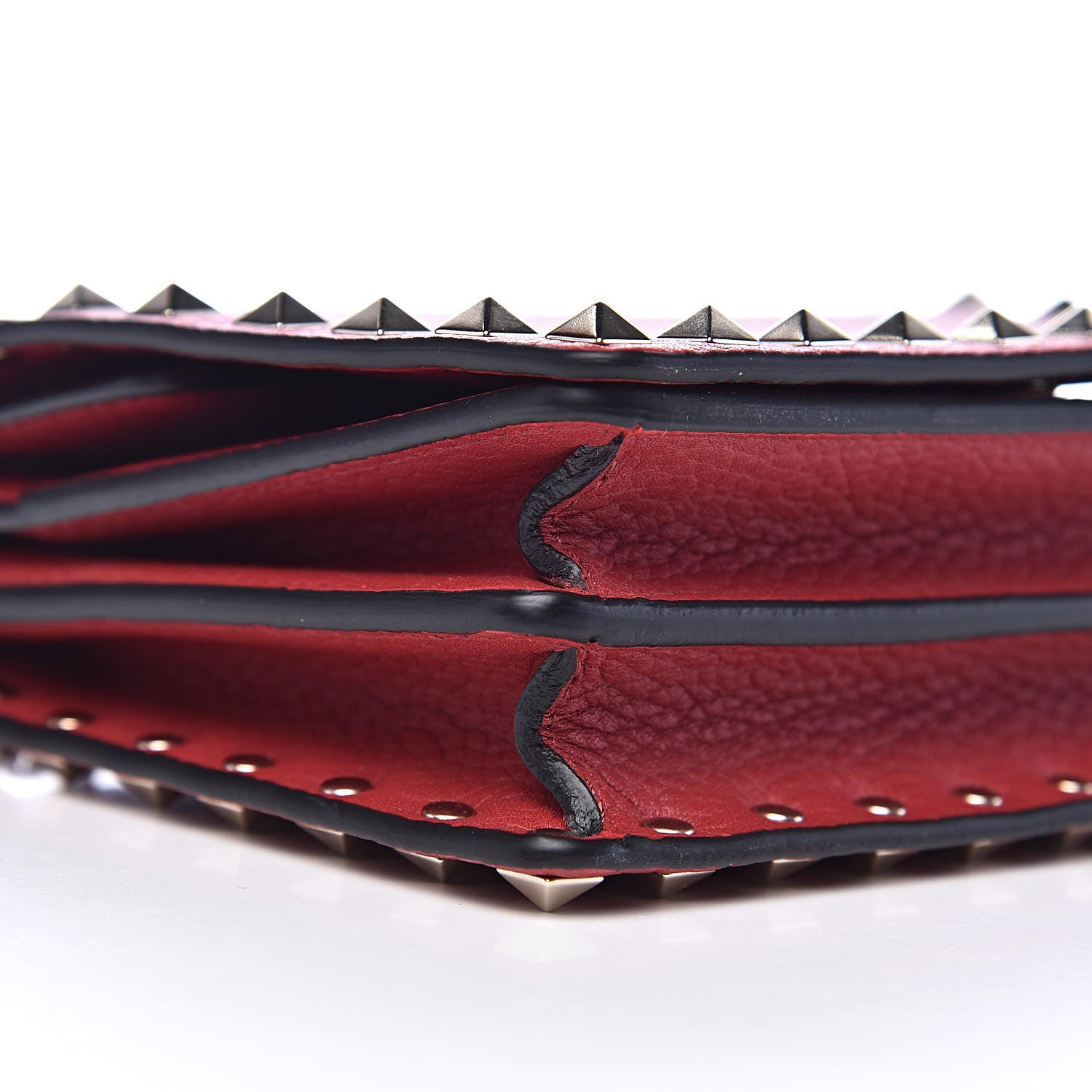 Valentino Garavani Pebbled Calfskin Rockstud Wallet on Chain Rosso Valentino 7 of 10