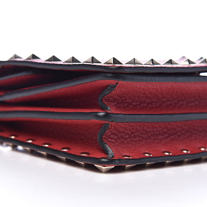 Valentino Garavani Pebbled Calfskin Rockstud Wallet on Chain Rosso Valentino 7 of 10
