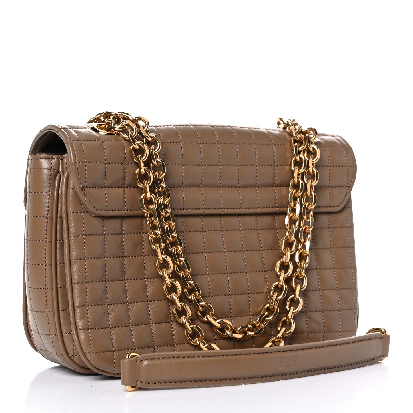 Calfskin Quilted Medium C Bag Camel