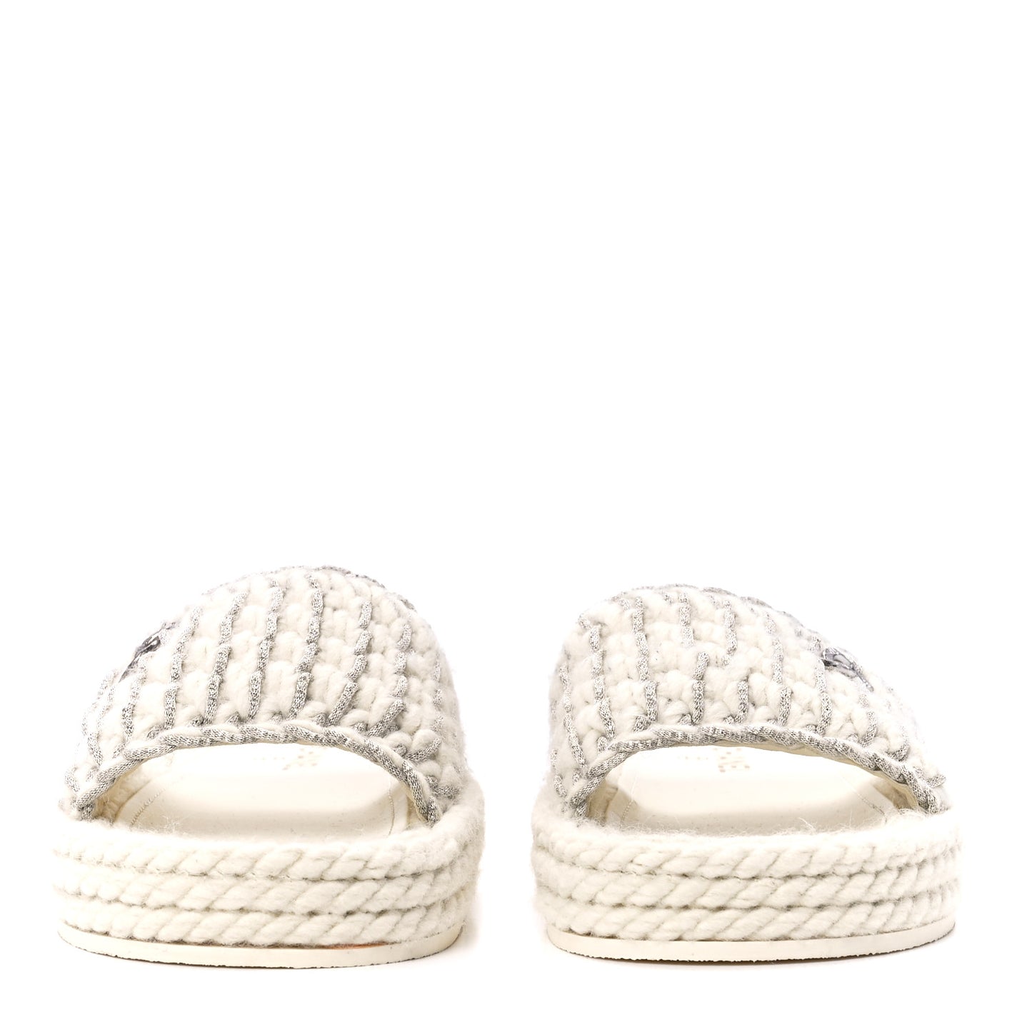 Braided Knit CC Mules 40 Ecru