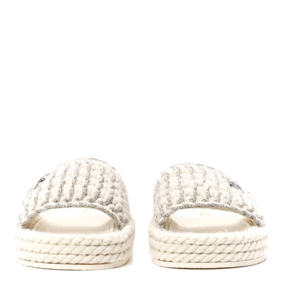 Chanel Braided Knit CC Mules 40 Ecru 2 of 9