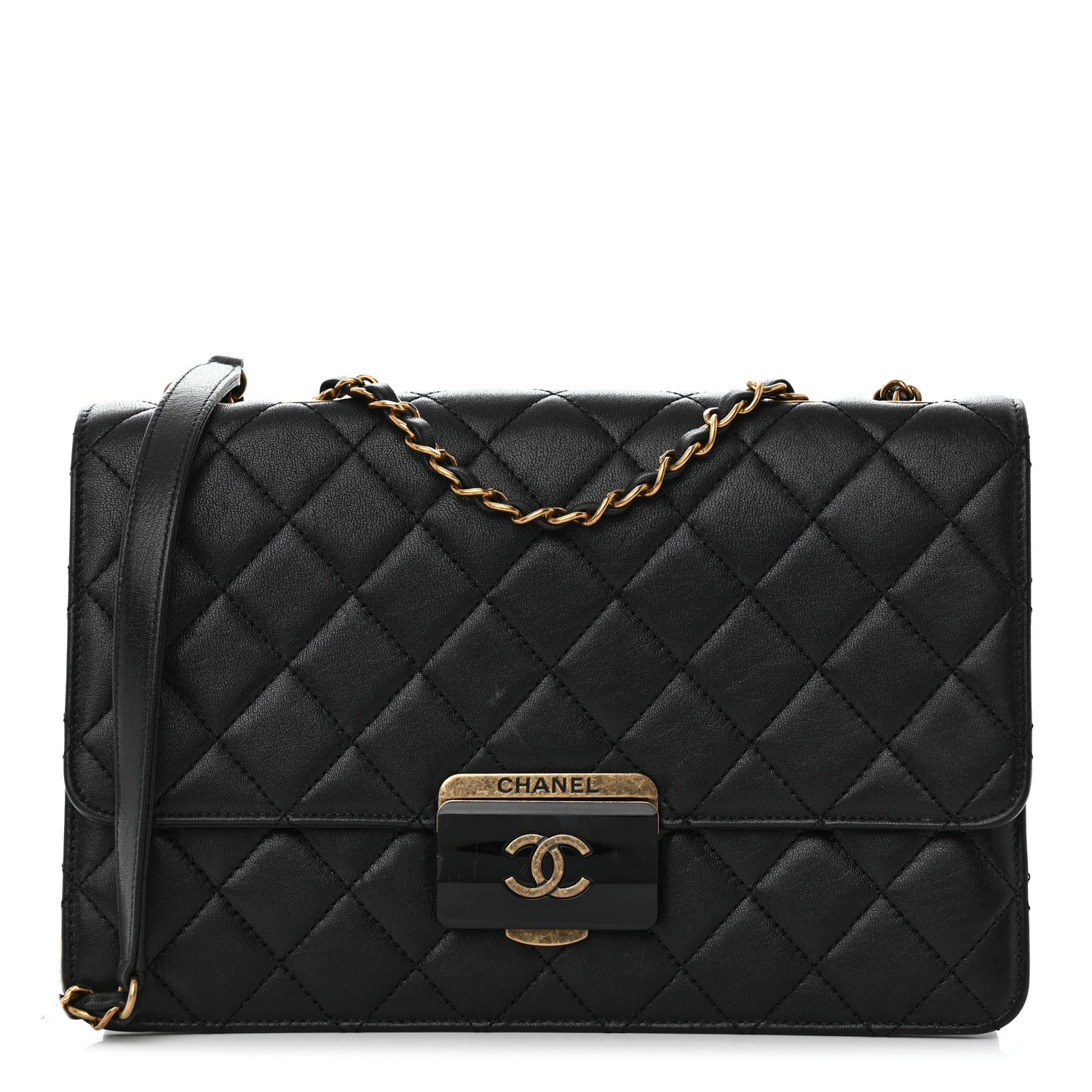 Chanel Sheepskin Quilted Large Beauty Lock Flap Black 1 of 16