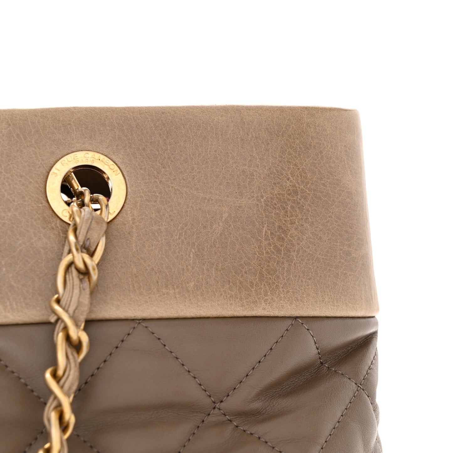 Calfskin Quilted Large Soft Elegance Tote Beige