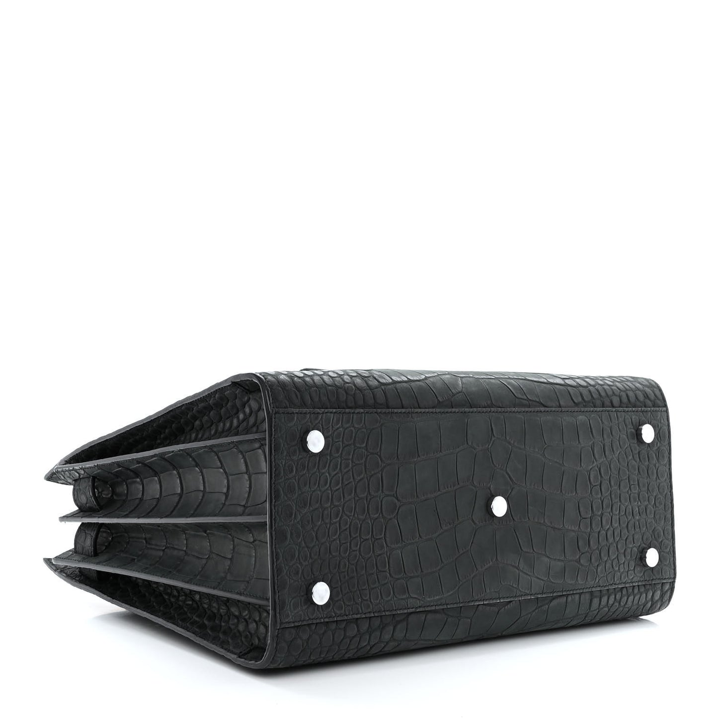 Calfskin Crocodile Embossed Small Sac de Jour Dusty Black