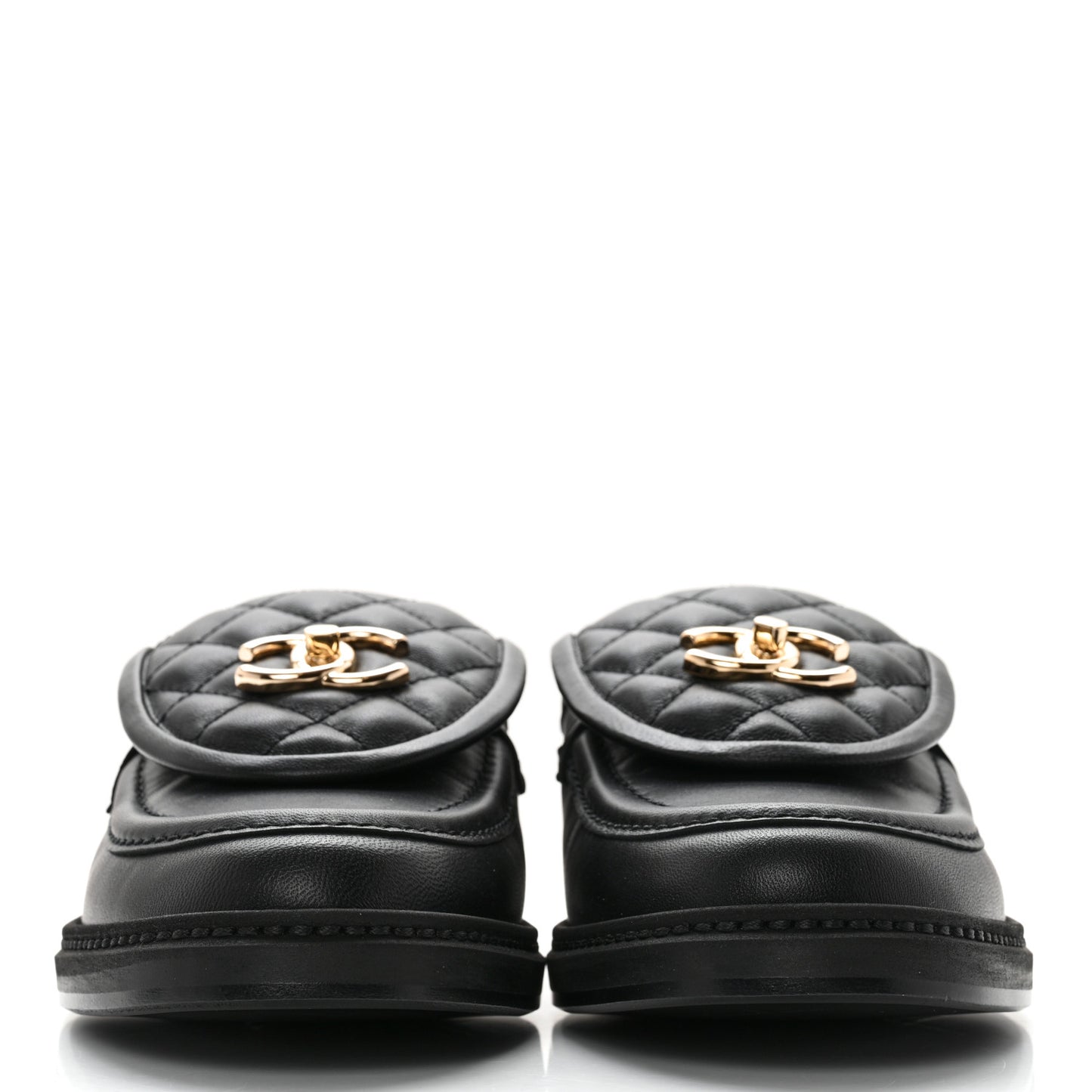 Lambskin Quilted CC Turnlock Loafers 39 Black