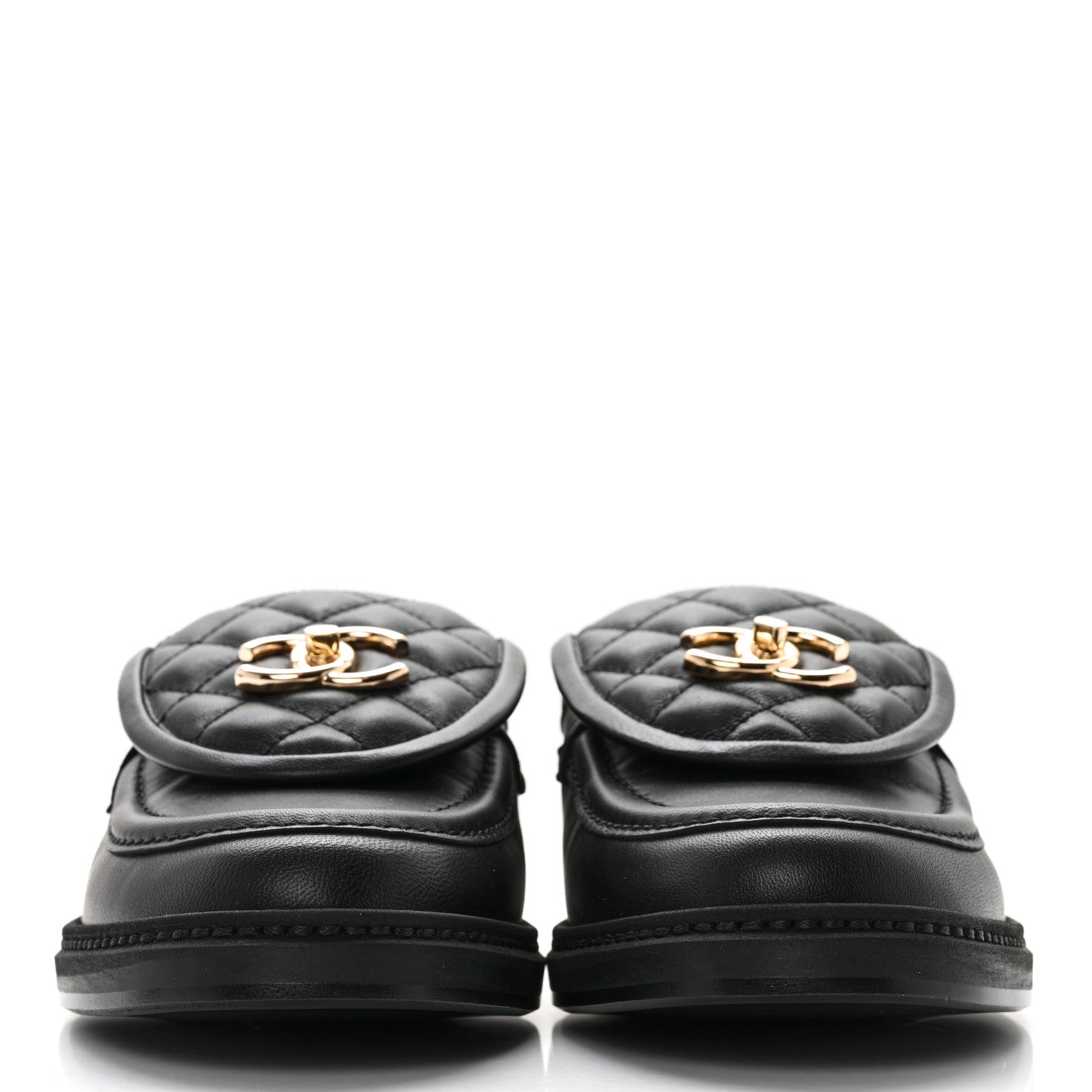 Chanel Lambskin Quilted CC Turnlock Loafers 39 Black 2 of 11