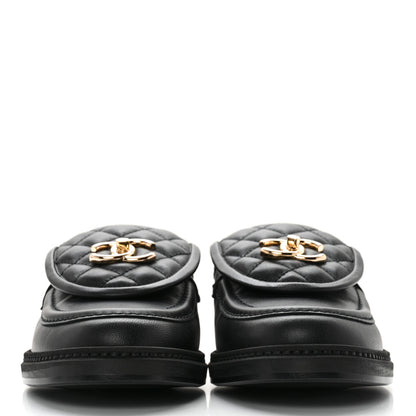 Chanel Lambskin Quilted CC Turnlock Loafers 39 Black 2 of 11