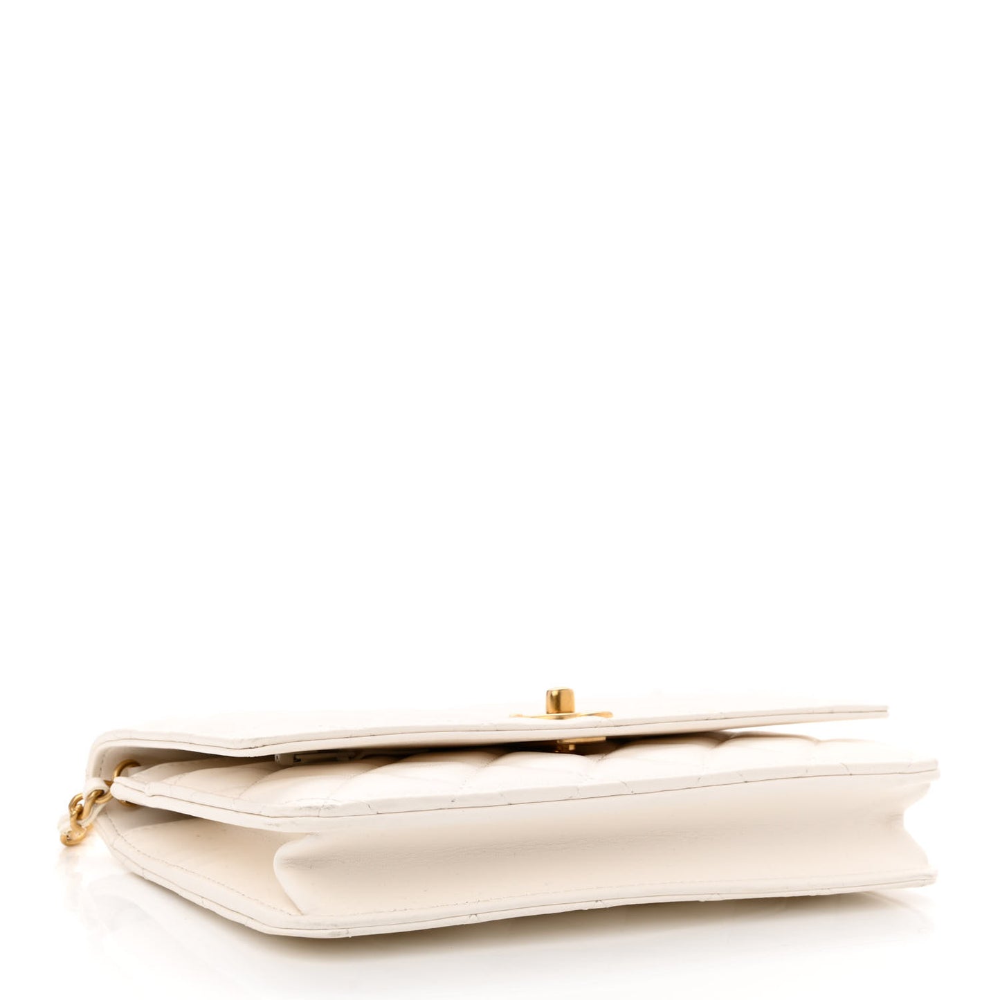 Lambskin Quilted CC Pearl Crush Wallet on Chain WOC White