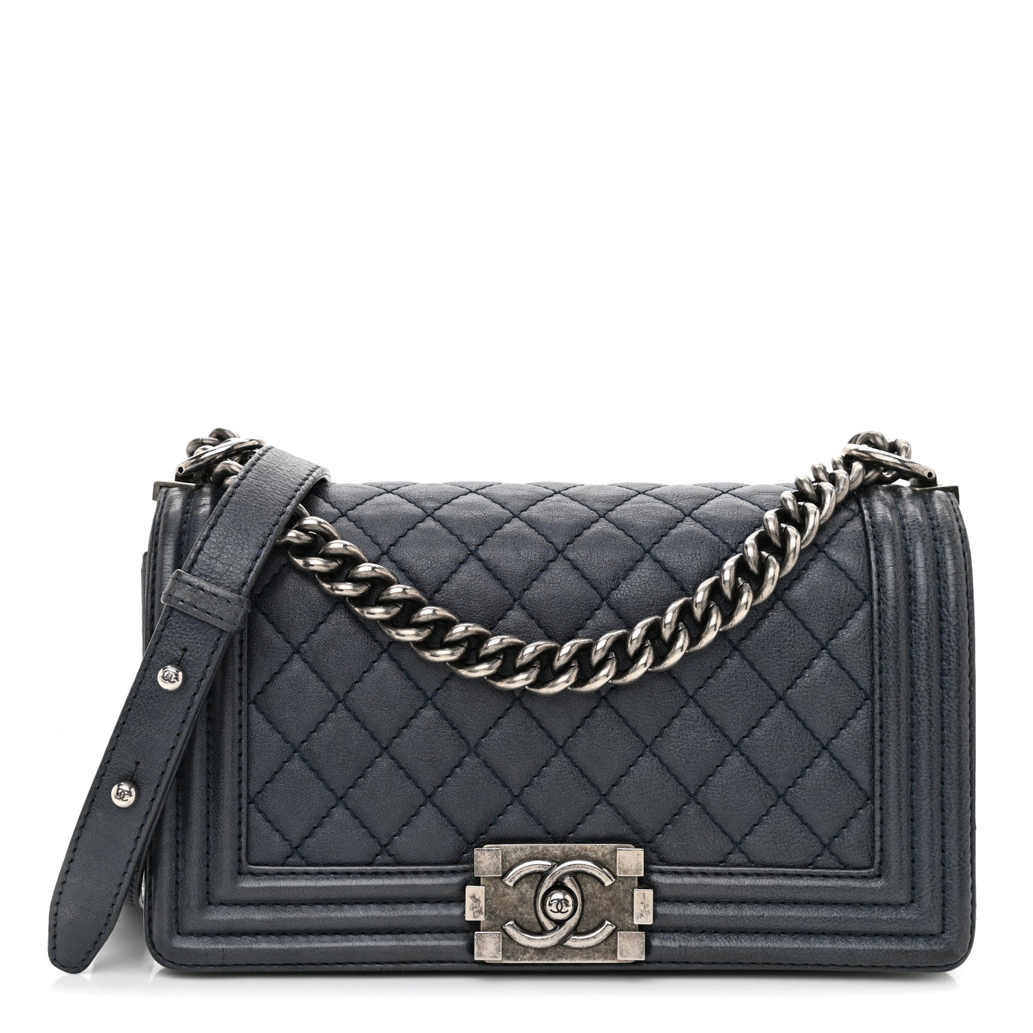 Chanel Calfskin Quilted Medium Boy Flap Dark Navy 1 of 11