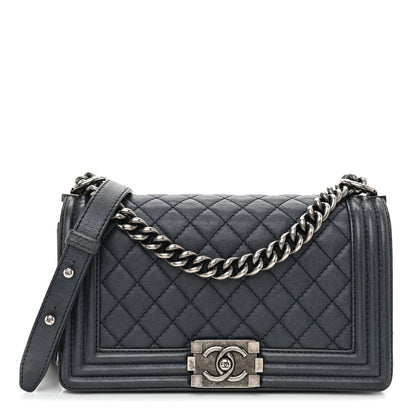 Chanel Calfskin Quilted Medium Boy Flap Dark Navy 1 of 11