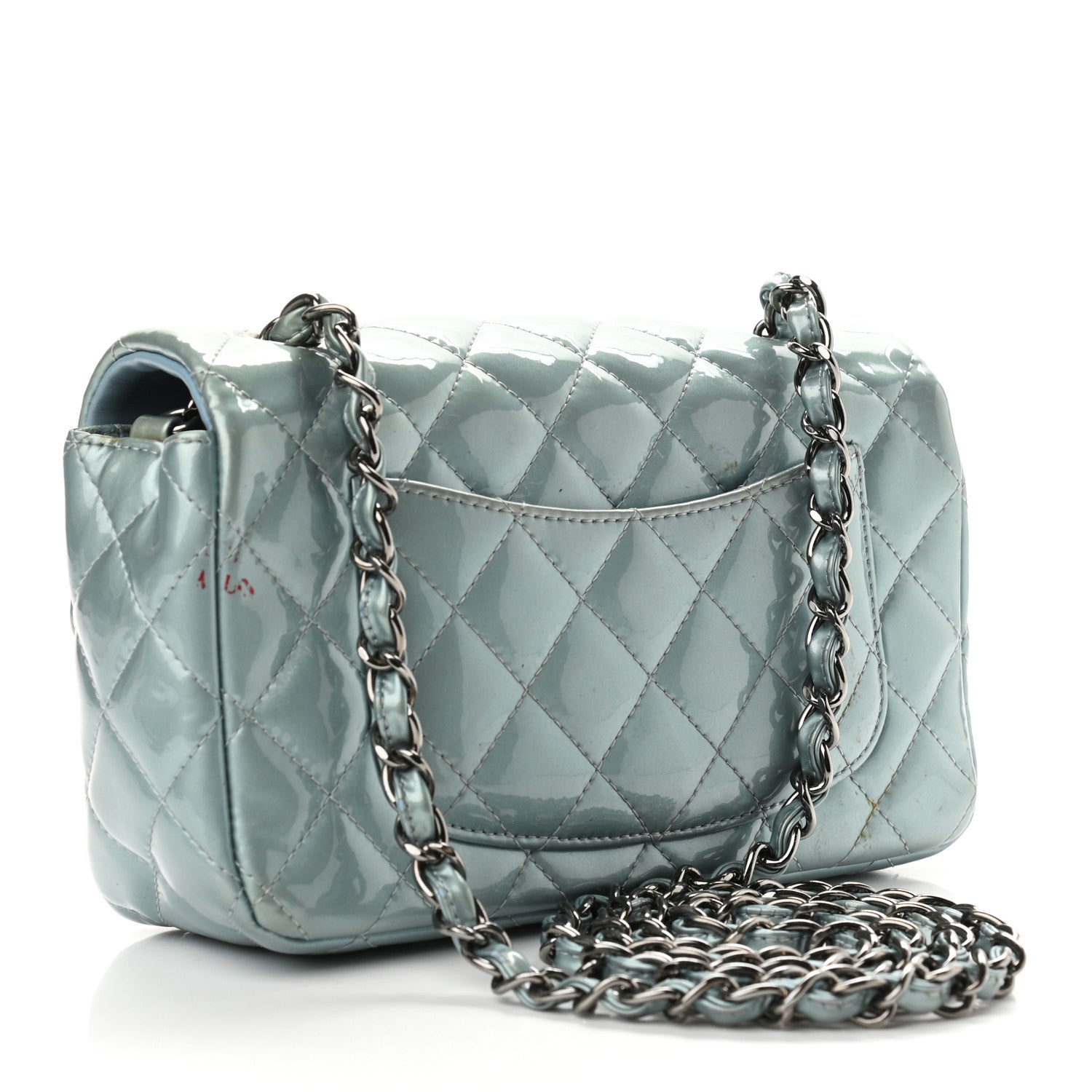 Chanel Patent Calfskin Quilted Mini Rectangular Flap Light Blue 3 of 16