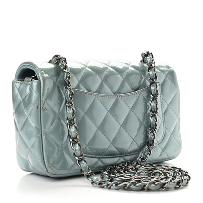 Chanel Patent Calfskin Quilted Mini Rectangular Flap Light Blue 3 of 16