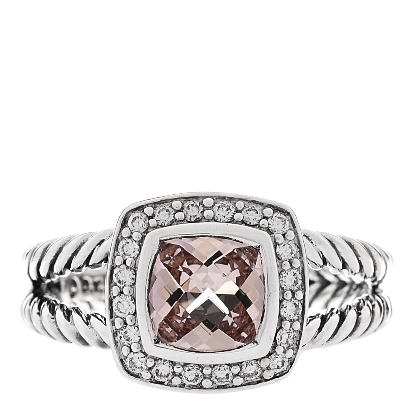 Sterling Silver Diamond Morganite 7mm Petite Albion Ring 54 7