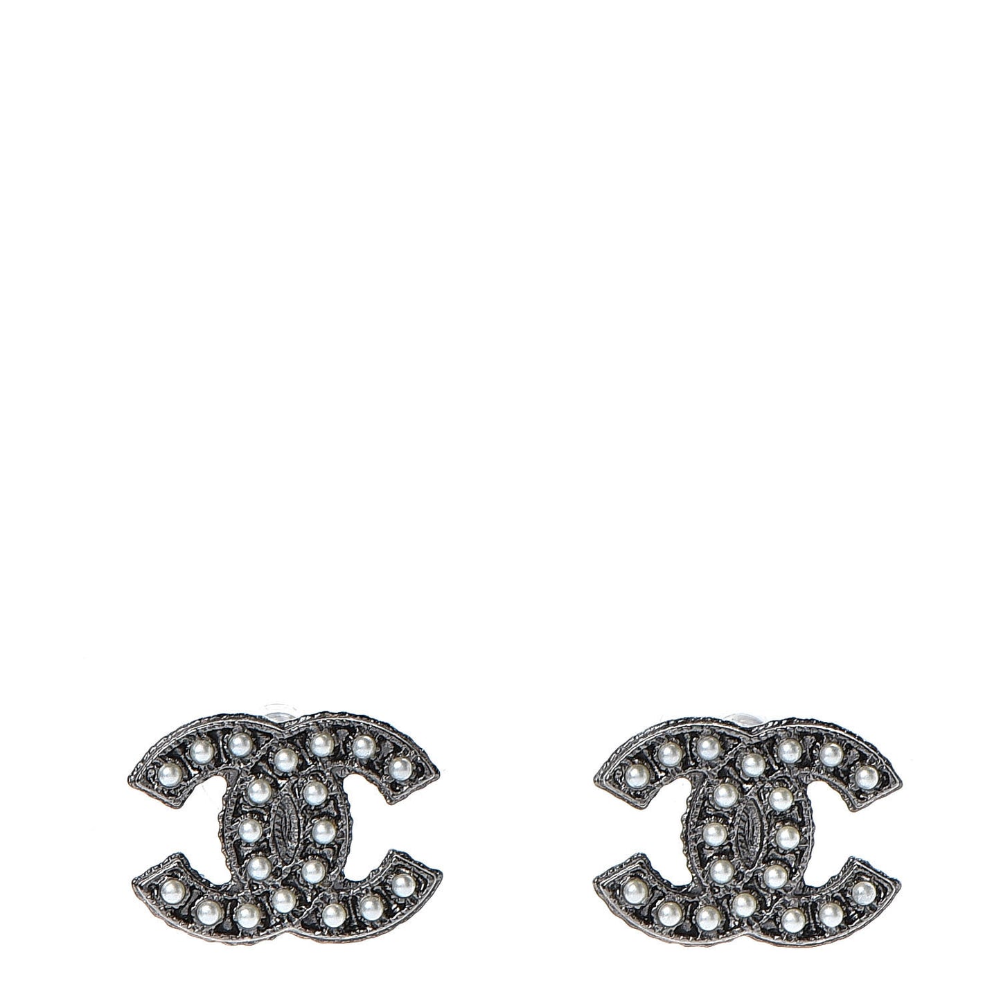 Pearl CC Earrings Dark Silver