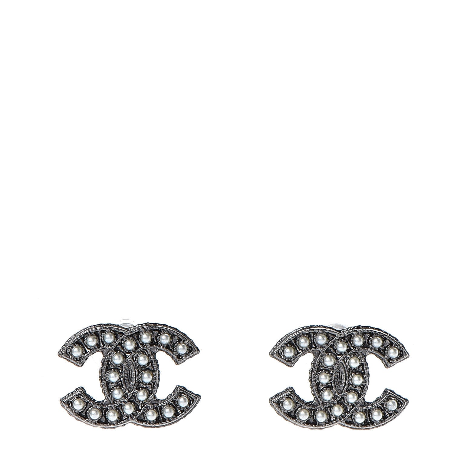 Chanel Pearl CC Earrings Dark Silver 1 of 6