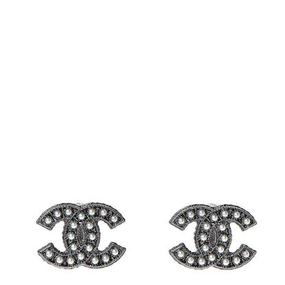 Chanel Pearl CC Earrings Dark Silver 1 of 6