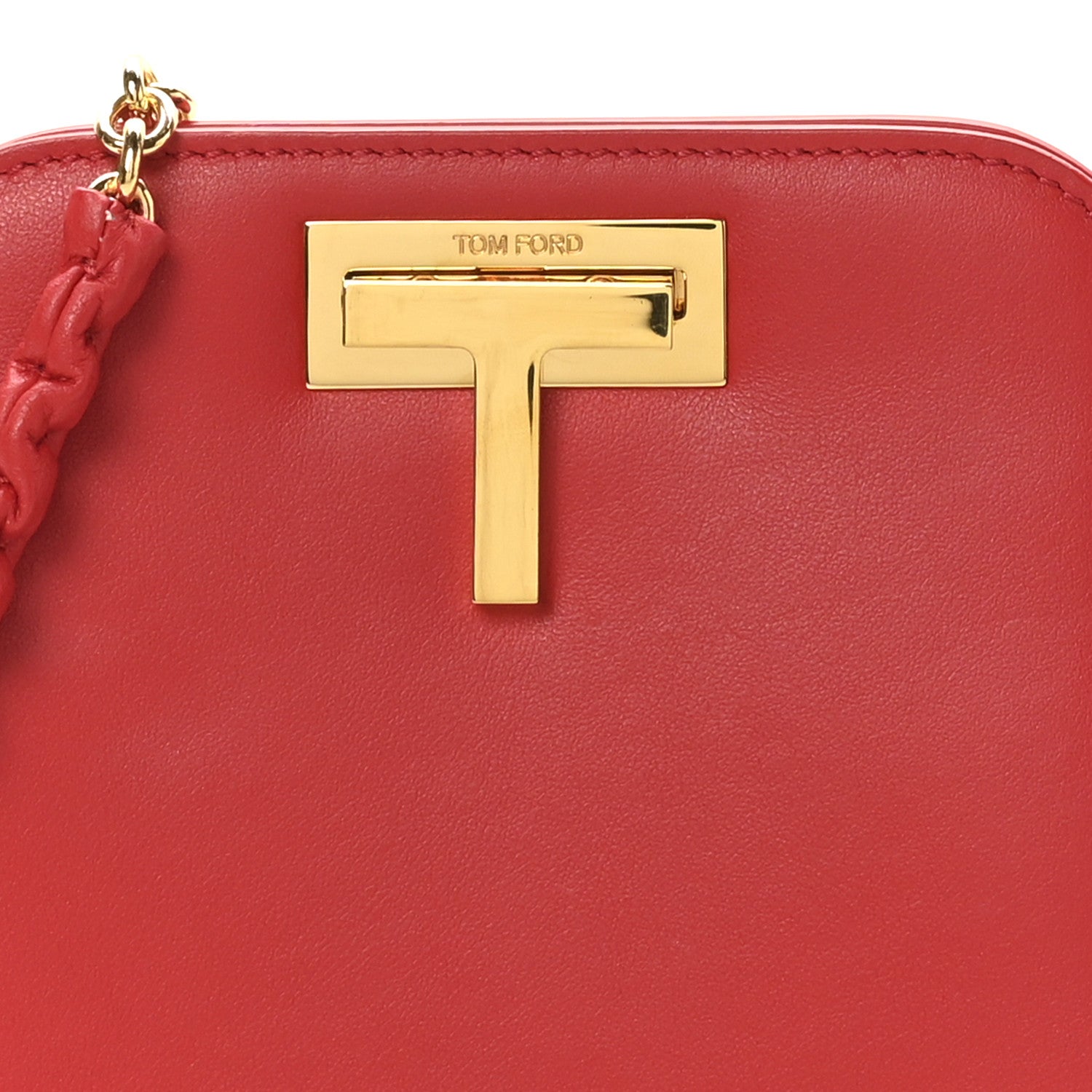 Tom Ford Calfskin Cosmo T Lock Chain Bag Red 7 of 9